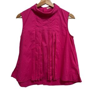 Marni x Uniqlo Pleated Collared Sleeveless Button Back Blouse Top Women Small